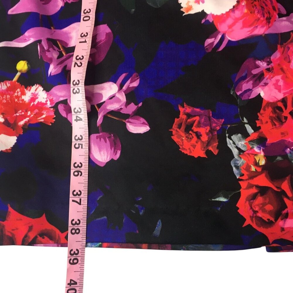 Betsey Johnson Dress Womens 2 Black Floral Cap Sleeve Sheath Back Zip Cocktail - Picture 7 of 16